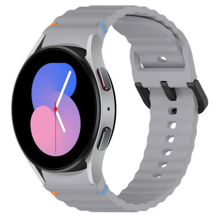 Wavy Grain Stitched Black Buckle Silicone Watch Band, For Samsung Galaxy Watch 5 40 / 44mm, For Samsung Galaxy Watch 5 Pro, For Samsung Galaxy Watch 4 40 / 44mm, For Samsung Galaxy Watch 4 Classic 42 / 46mm - DealBuddy