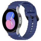 Wavy Grain Stitched Black Buckle Silicone Watch Band