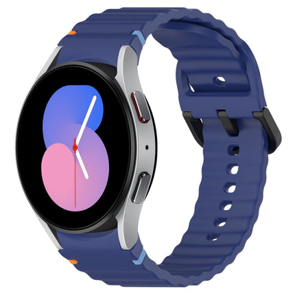 Wavy Grain Stitched Black Buckle Silicone Watch Band, For Samsung Galaxy Watch 5 40 / 44mm, For Samsung Galaxy Watch 5 Pro, For Samsung Galaxy Watch 4 40 / 44mm, For Samsung Galaxy Watch 4 Classic 42 / 46mm - DealBuddy