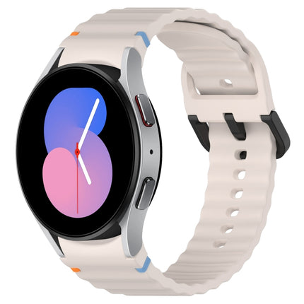Wavy Grain Stitched Black Buckle Silicone Watch Band, For Samsung Galaxy Watch 5 40 / 44mm, For Samsung Galaxy Watch 5 Pro, For Samsung Galaxy Watch 4 40 / 44mm, For Samsung Galaxy Watch 4 Classic 42 / 46mm - DealBuddy