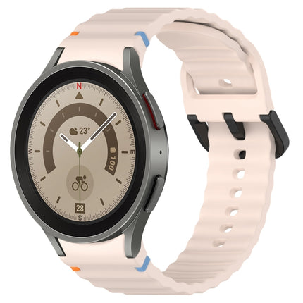Wavy Grain Stitched Black Buckle Silicone Watch Band, For Samsung Galaxy Watch 5 40 / 44mm, For Samsung Galaxy Watch 5 Pro, For Samsung Galaxy Watch 4 40 / 44mm, For Samsung Galaxy Watch 4 Classic 42 / 46mm - DealBuddy