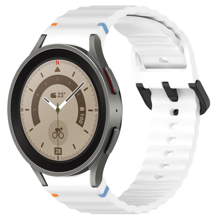 Wavy Grain Stitched Black Buckle Silicone Watch Band, For Samsung Galaxy Watch 5 40 / 44mm, For Samsung Galaxy Watch 5 Pro, For Samsung Galaxy Watch 4 40 / 44mm, For Samsung Galaxy Watch 4 Classic 42 / 46mm - DealBuddy