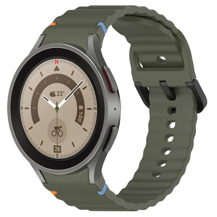 Wavy Grain Stitched Black Buckle Silicone Watch Band