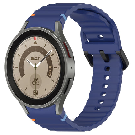 Wavy Grain Stitched Black Buckle Silicone Watch Band, For Samsung Galaxy Watch 5 40 / 44mm, For Samsung Galaxy Watch 5 Pro, For Samsung Galaxy Watch 4 40 / 44mm, For Samsung Galaxy Watch 4 Classic 42 / 46mm - DealBuddy