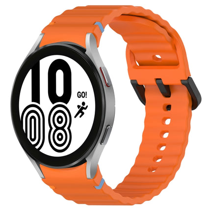 Wavy Grain Stitched Black Buckle Silicone Watch Band