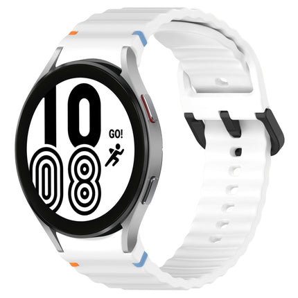Wavy Grain Stitched Black Buckle Silicone Watch Band