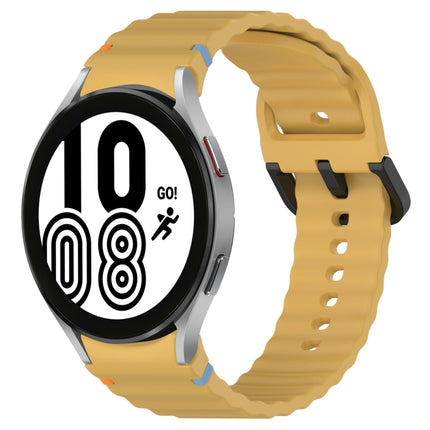 Wavy Grain Stitched Black Buckle Silicone Watch Band