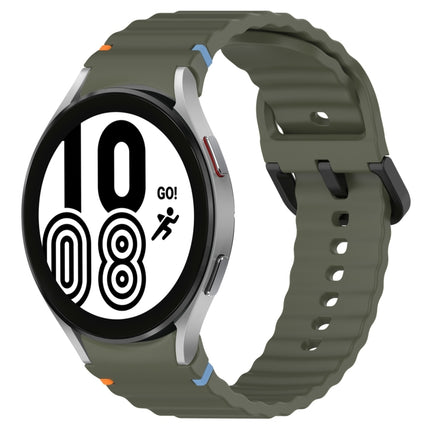 Wavy Grain Stitched Black Buckle Silicone Watch Band