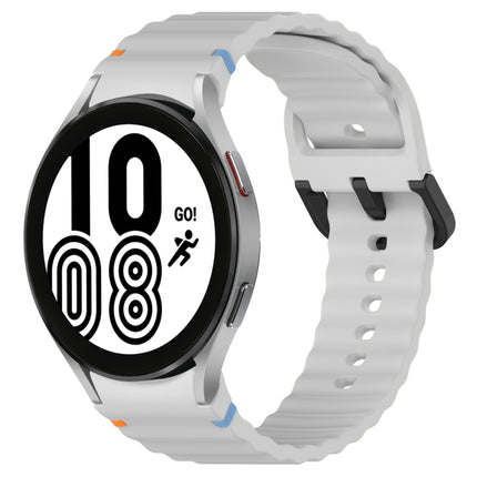 Wavy Grain Stitched Black Buckle Silicone Watch Band