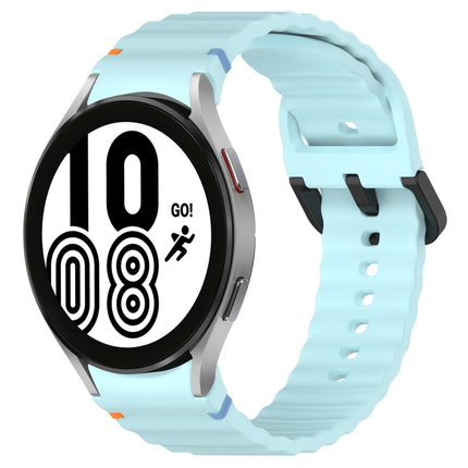 Wavy Grain Stitched Black Buckle Silicone Watch Band