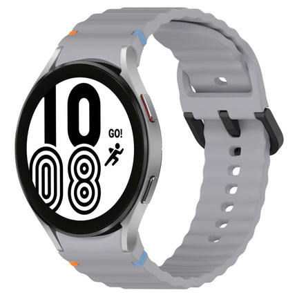 Wavy Grain Stitched Black Buckle Silicone Watch Band