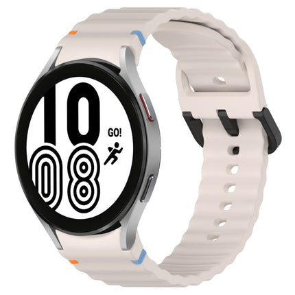 Wavy Grain Stitched Black Buckle Silicone Watch Band