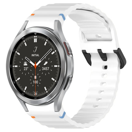 Wavy Grain Stitched Black Buckle Silicone Watch Band