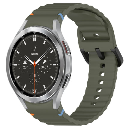 Wavy Grain Stitched Black Buckle Silicone Watch Band