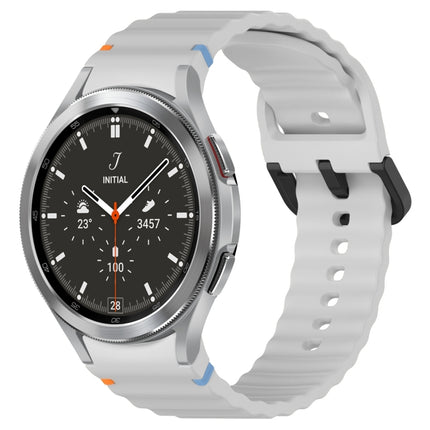 Wavy Grain Stitched Black Buckle Silicone Watch Band