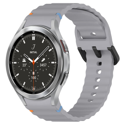 Wavy Grain Stitched Black Buckle Silicone Watch Band