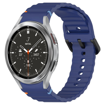 Wavy Grain Stitched Black Buckle Silicone Watch Band