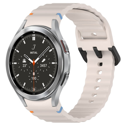 Wavy Grain Stitched Black Buckle Silicone Watch Band
