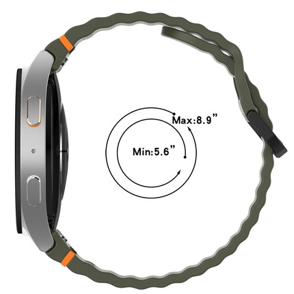 Wavy Grain Stitched Black Buckle Silicone Watch Band