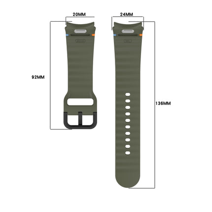 Wavy Grain Stitched Black Buckle Silicone Watch Band