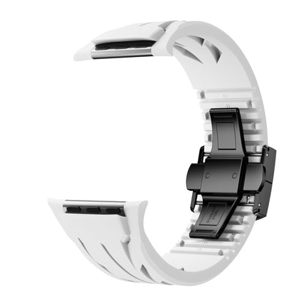Tailor Stainless Steel Black Butterfly Buckle Silicone Watch Band, For Apple Watch 44mm / 45mm / 46mm / 49mm - DealBuddy