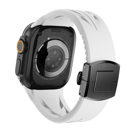 Tailor Stainless Steel Black Butterfly Buckle Silicone Watch Band, For Apple Watch 44mm / 45mm / 46mm / 49mm - DealBuddy