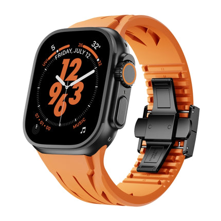 Tailor Stainless Steel Black Butterfly Buckle Silicone Watch Band, For Apple Watch 44mm / 45mm / 46mm / 49mm - DealBuddy