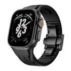 Tailor Stainless Steel Black Butterfly Buckle Silicone Watch Band