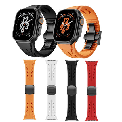 Tailor Stainless Steel Black Butterfly Buckle Silicone Watch Band, For Apple Watch 44mm / 45mm / 46mm / 49mm - DealBuddy
