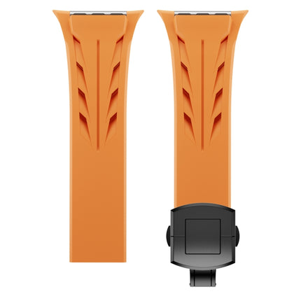 Tailor Stainless Steel Black Butterfly Buckle Silicone Watch Band, For Apple Watch 44mm / 45mm / 46mm / 49mm - DealBuddy