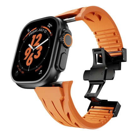 Tailor Stainless Steel Black Butterfly Buckle Silicone Watch Band, For Apple Watch 44mm / 45mm / 46mm / 49mm - DealBuddy