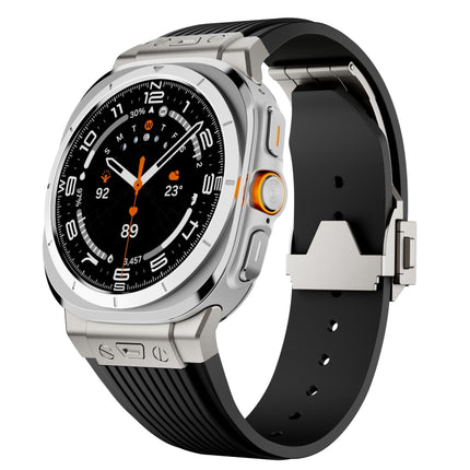 Titanium Connector Silver Buckle Silicone Watch Band