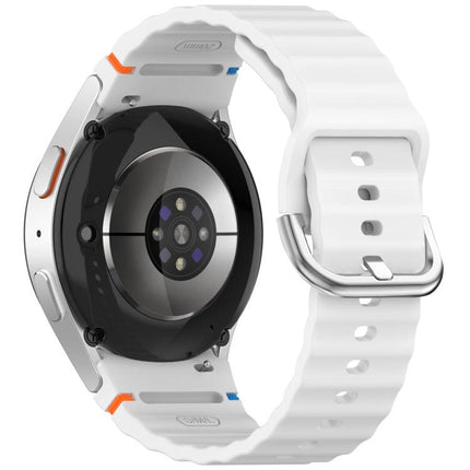 Wavy Grain Stitched Silver Buckle Silicone Watch Band, For Samsung Galaxy Watch 7 40 / 44mm - DealBuddy