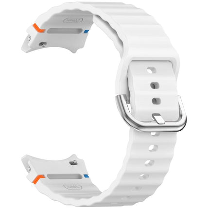 Wavy Grain Stitched Silver Buckle Silicone Watch Band, For Samsung Galaxy Watch 7 40 / 44mm - DealBuddy