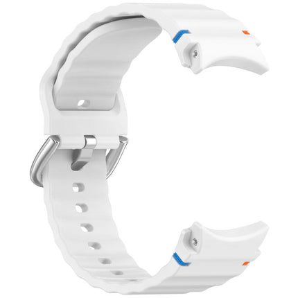 Wavy Grain Stitched Silver Buckle Silicone Watch Band, For Samsung Galaxy Watch 7 40 / 44mm - DealBuddy