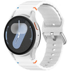 Wavy Grain Stitched Silver Buckle Silicone Watch Band, For Samsung Galaxy Watch 7 40 / 44mm - DealBuddy
