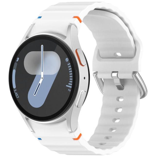 Wavy Grain Stitched Silver Buckle Silicone Watch Band, For Samsung Galaxy Watch 7 40 / 44mm - DealBuddy