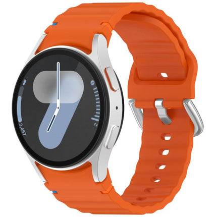Wavy Grain Stitched Silver Buckle Silicone Watch Band