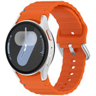Wavy Grain Stitched Silver Buckle Silicone Watch Band