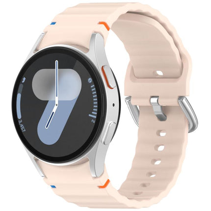 Wavy Grain Stitched Silver Buckle Silicone Watch Band, For Samsung Galaxy Watch 7 40 / 44mm - DealBuddy
