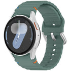 Wavy Grain Stitched Silver Buckle Silicone Watch Band