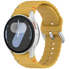 Wavy Grain Stitched Silver Buckle Silicone Watch Band