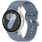 Wavy Grain Stitched Silver Buckle Silicone Watch Band