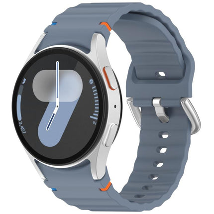 Wavy Grain Stitched Silver Buckle Silicone Watch Band, For Samsung Galaxy Watch 7 40 / 44mm - DealBuddy