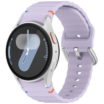 Wavy Grain Stitched Silver Buckle Silicone Watch Band, For Samsung Galaxy Watch 7 40 / 44mm - DealBuddy
