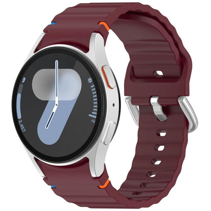 Wavy Grain Stitched Silver Buckle Silicone Watch Band