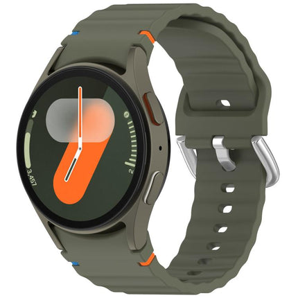 Wavy Grain Stitched Silver Buckle Silicone Watch Band, For Samsung Galaxy Watch 7 40 / 44mm - DealBuddy