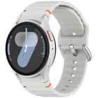 Wavy Grain Stitched Silver Buckle Silicone Watch Band, For Samsung Galaxy Watch 7 40 / 44mm - DealBuddy