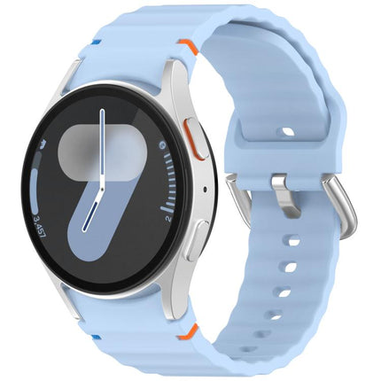 Wavy Grain Stitched Silver Buckle Silicone Watch Band, For Samsung Galaxy Watch 7 40 / 44mm - DealBuddy