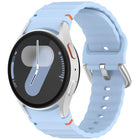 Wavy Grain Stitched Silver Buckle Silicone Watch Band, For Samsung Galaxy Watch 7 40 / 44mm - DealBuddy